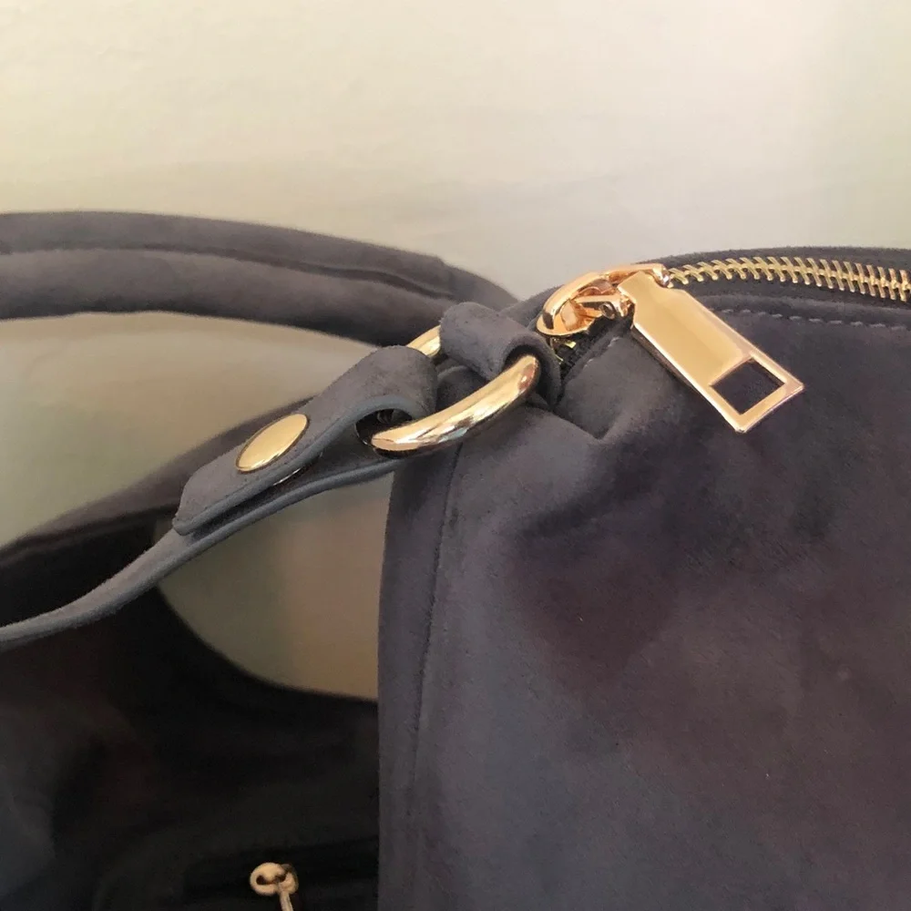 NWT Ahdorned Faux Suede Tote w/ Matching Pouch & Fashion Strap